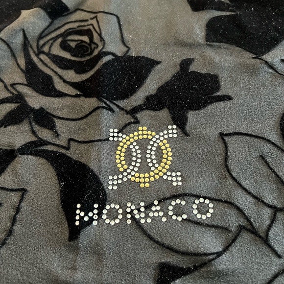 BLACK on BLACK 68” x 20” EMBELLISHED SCARF with SWAROVSKI CRYSTALS. - Picture 8 of 10